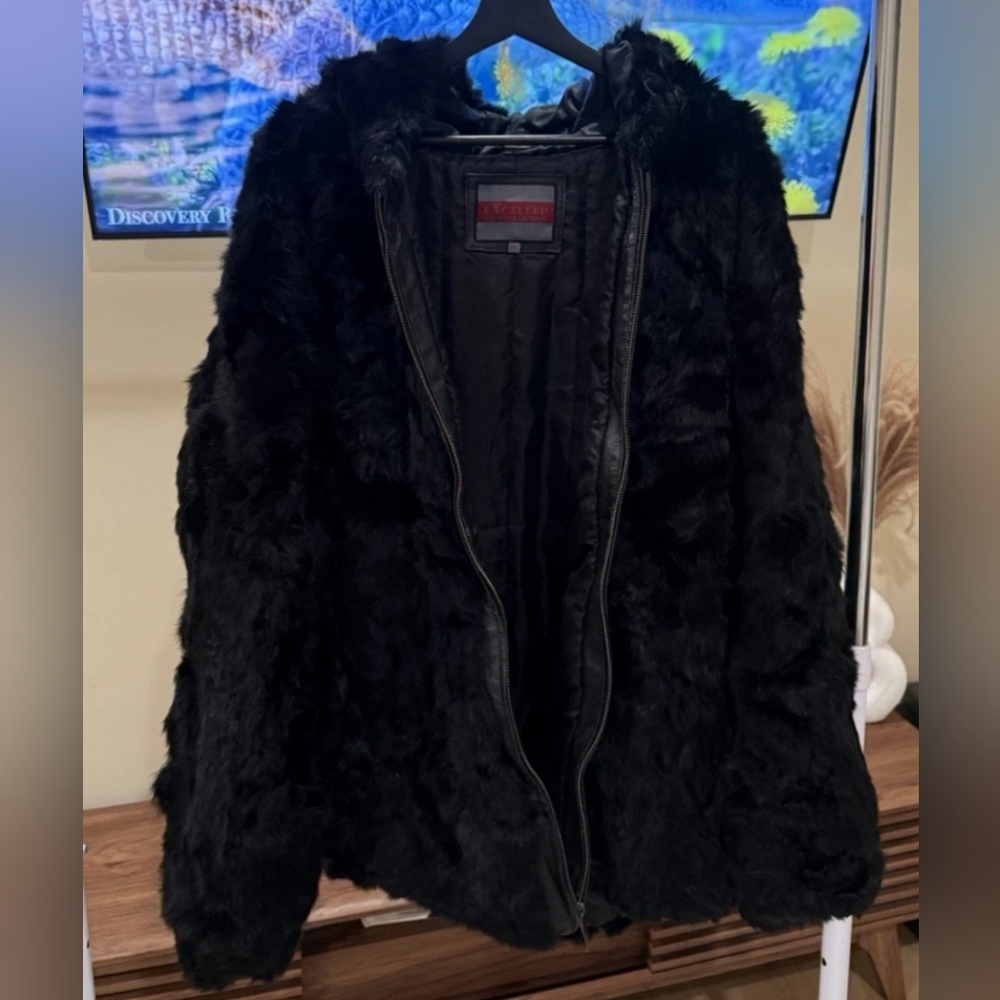 Rere Excelled Vintage Fur Bomber With Hood, High Quality And Heavy Mens 3XL
